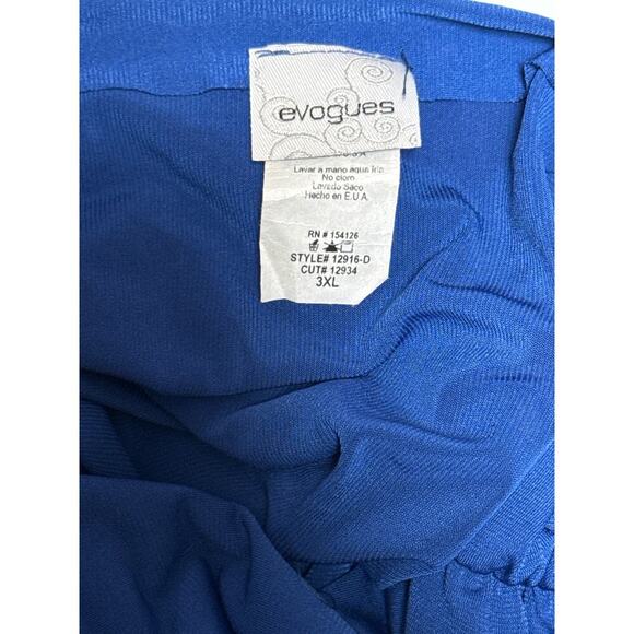 Women’s Evogues Blue Satin High-Low V-Cut Dress Sz 3X - Picture 4 of 4
